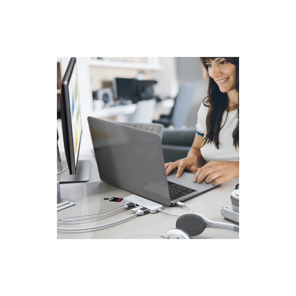 Концентратор J5create USB-C 6-in-1 2xUSB 3.1 + USB-C PD + HDMI + SD/TF + 3.5mm white (JCD373-N) - зображення 6