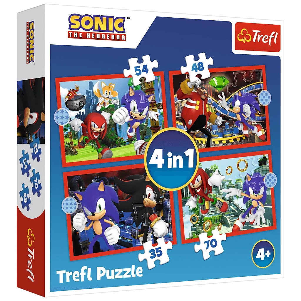 Пазл Trefl Sonic Пригоди Соніка 4 in 1 (35, 48, 54, 70) елемента (5900511346251) - зображення 1