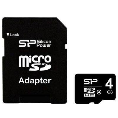 Карта пам'яті Silicon Power 4Gb microSDHC class 4 (SP004GBSTH004V10-SP) - зображення 1