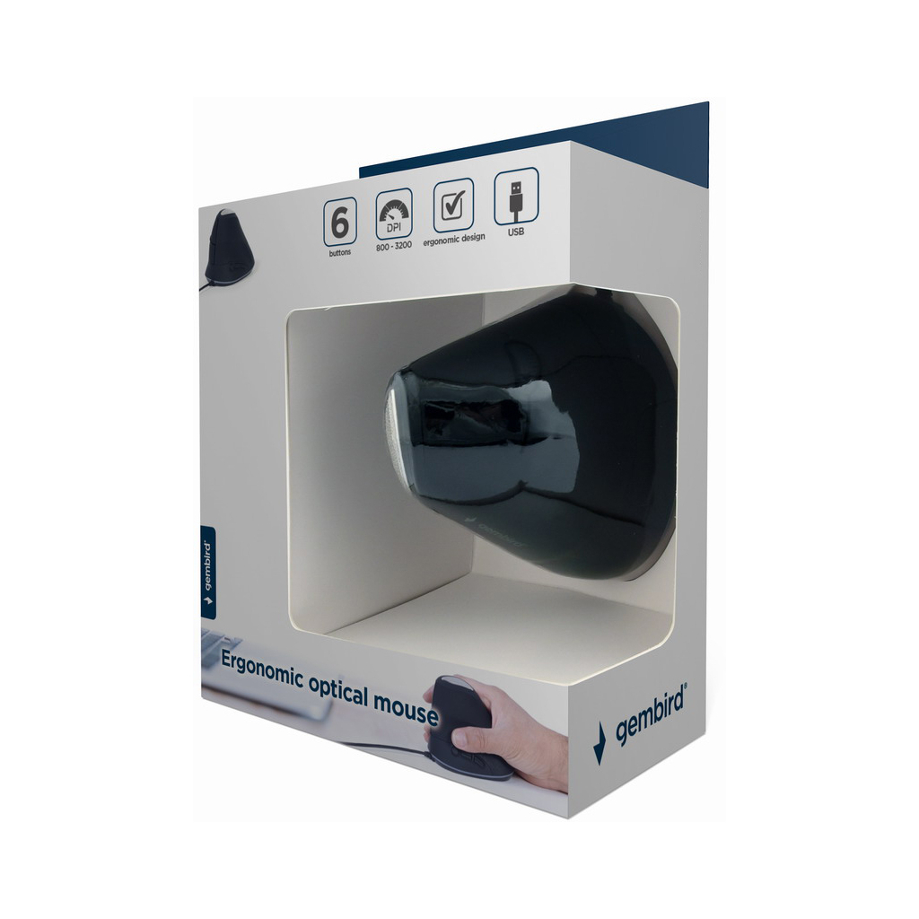 Мишка Gembird MUS-ERGO-03 USB Black (MUS-ERGO-03) - изображение 8