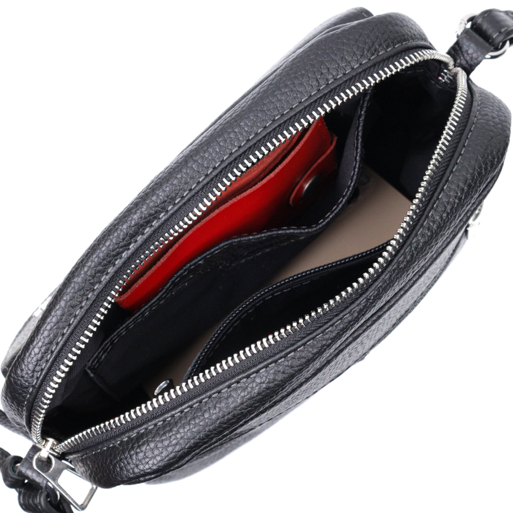 Сумка Grande Pelle Крос-боді з натуральної шкіри Чорна (11651) - зображення 7