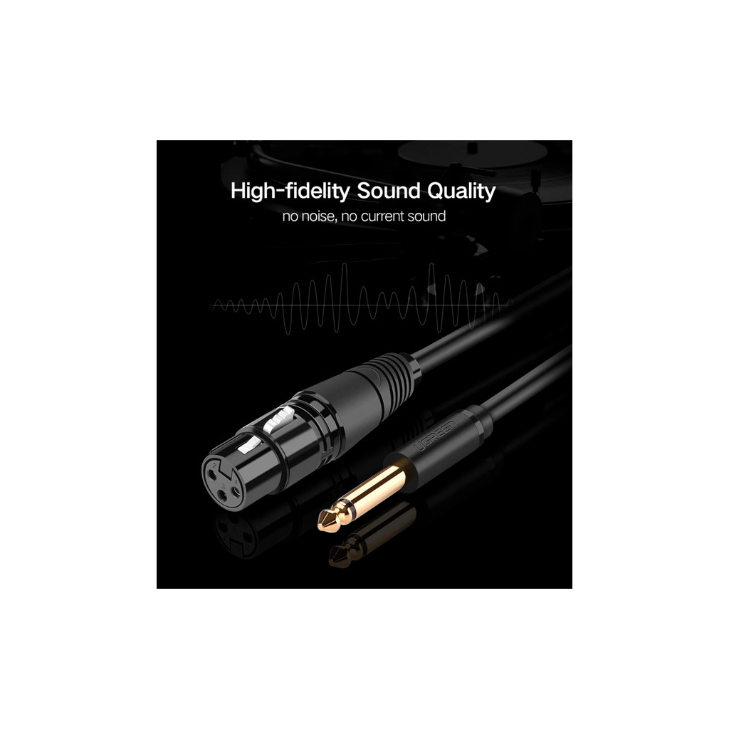 Кабель мультимедійний 6.35mm M to XLR F 2.0m AV131 black UGREEN (20719) - зображення 2