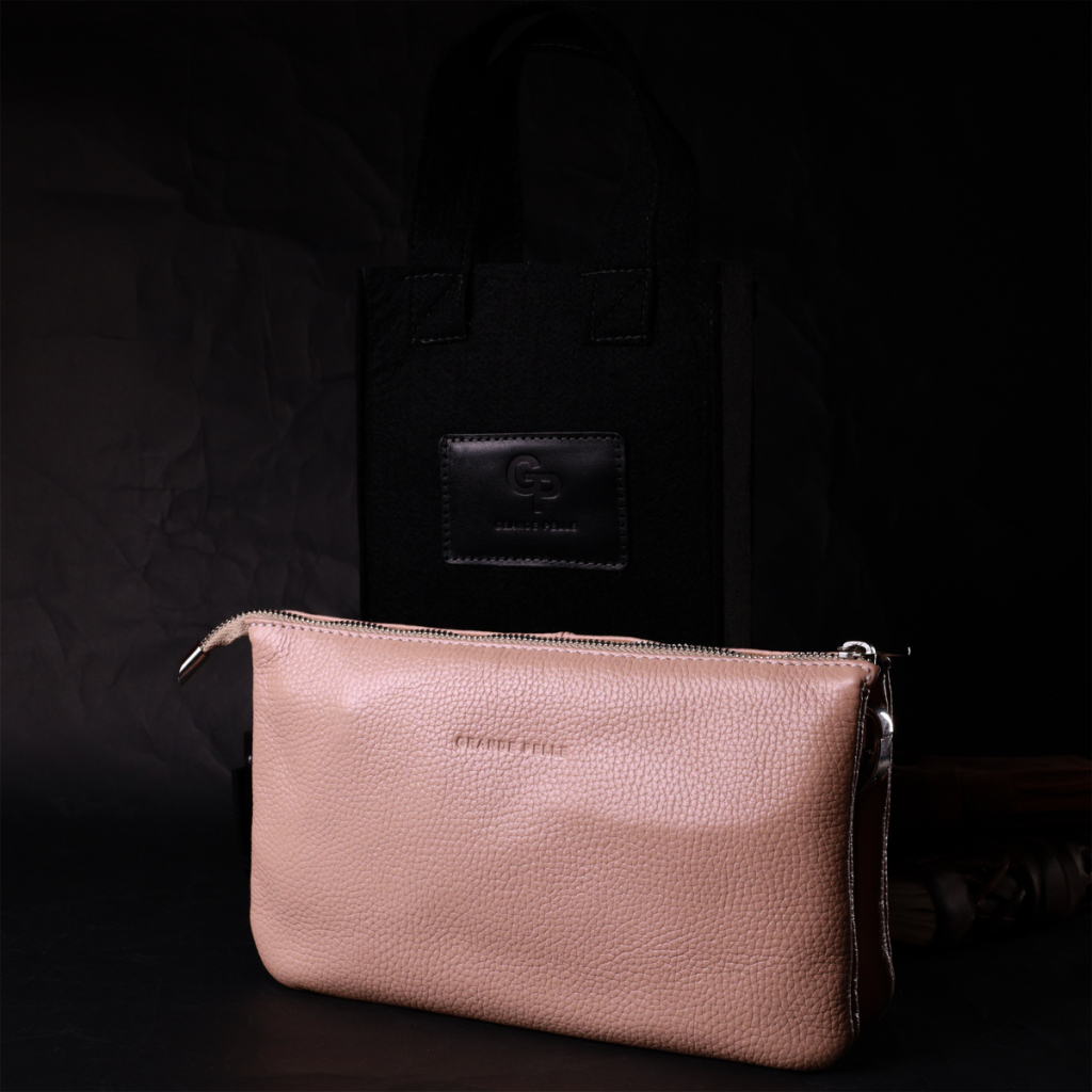 Сумка Grande Pelle З натуральної зернистої шкіри Пудрова (11698) - зображення 12