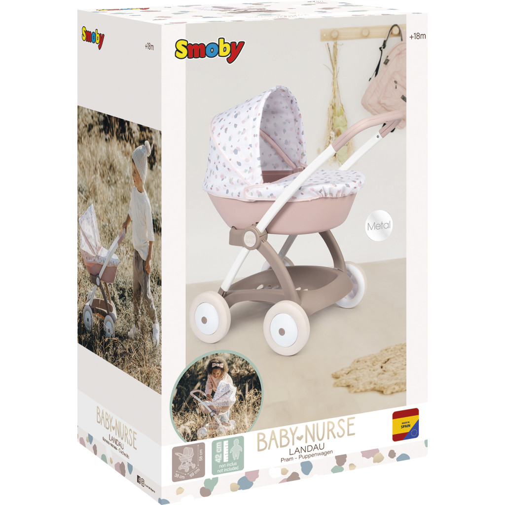 Коляска для ляльок Smoby Baby Nurse Модерн Люлька з кошиком Рожев (254118) - зображення 4