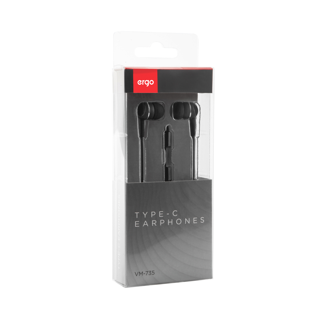 Навушники Ergo VM-735 Type-C Earphones Black (VM-735K) - зображення 2