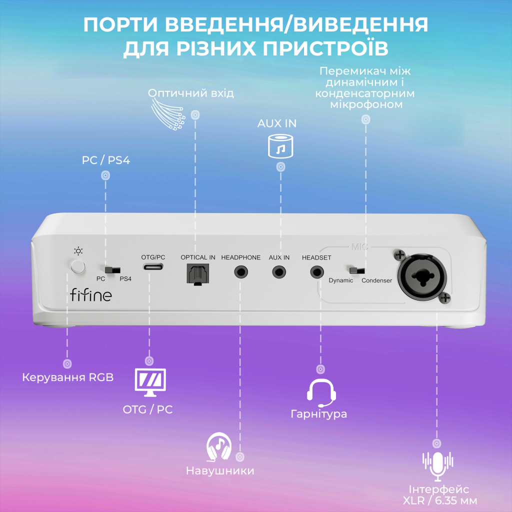 Мікшерний пульт Fifine SC8W White (SC8W) - picture 11