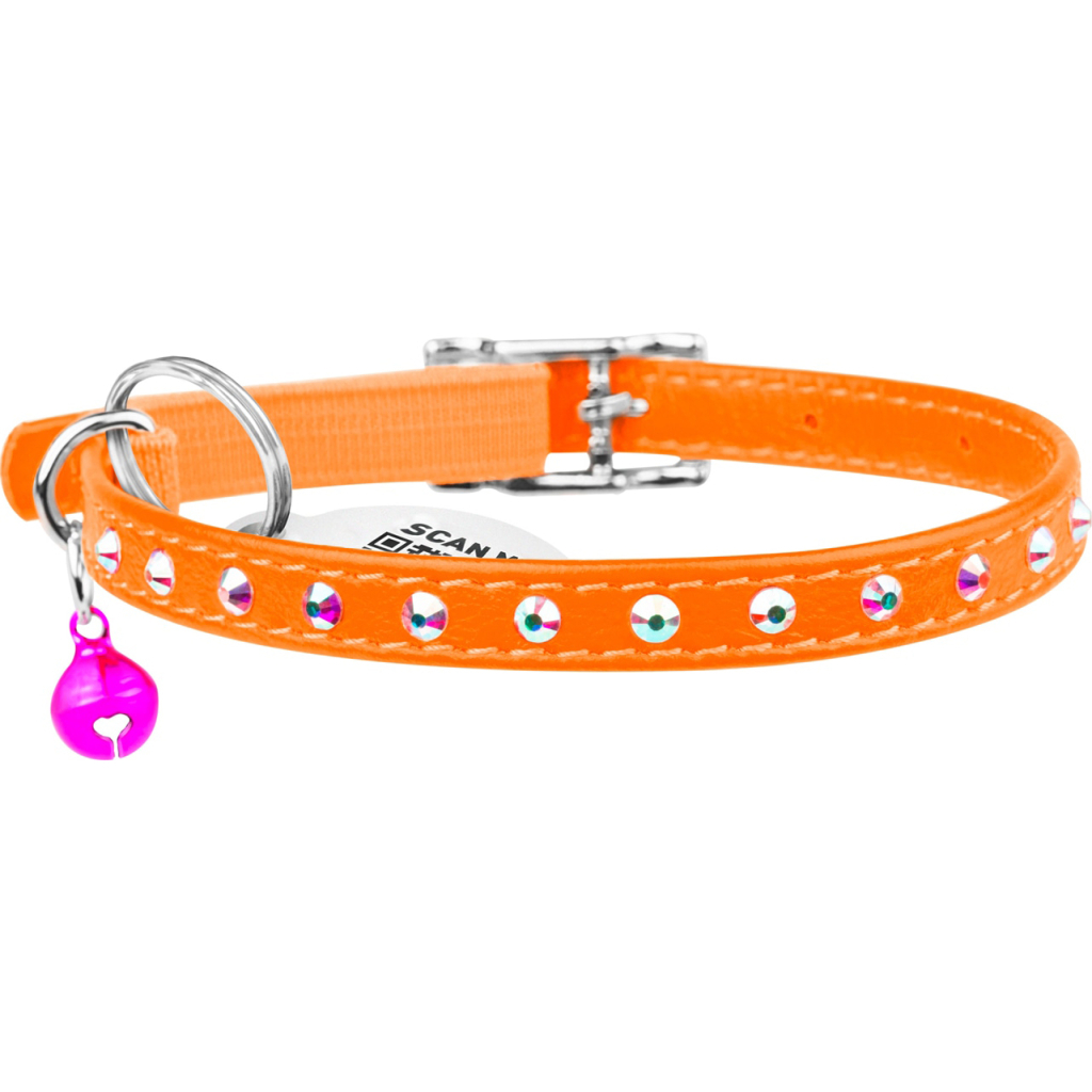 Нашийник для тварин WAUDOG GLAMOUR з резинкою і стразами для кішок (помаранчевий) (32544) - зображення 2
