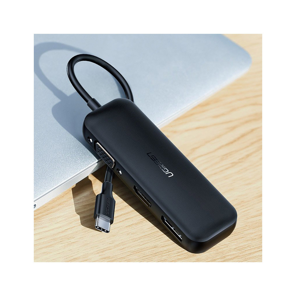 Перехідник USB2.0 Type-C to VGA V1.2/HDMI V2.0b/DP V1.2a CM260 black Ugreen (60568) - изображение 9