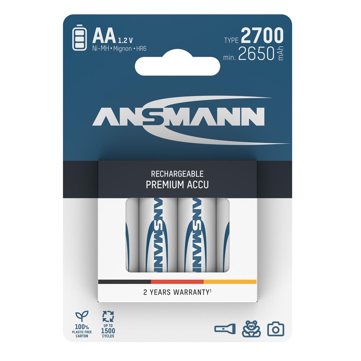 Акумулятори Ansmann AA/HR06 NI-MH 2700 mAh BL 4 шт - изображение 1