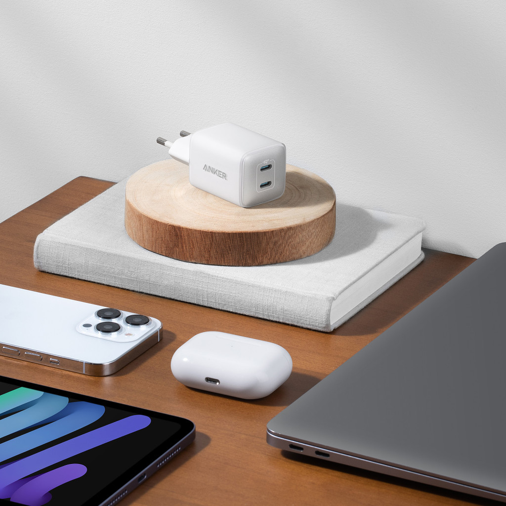 Зарядний пристрій Anker PowerPort 521 Nano Pro - 40W 2xUSB-C PIQ3.0 White (A2038G21) - зображення 2