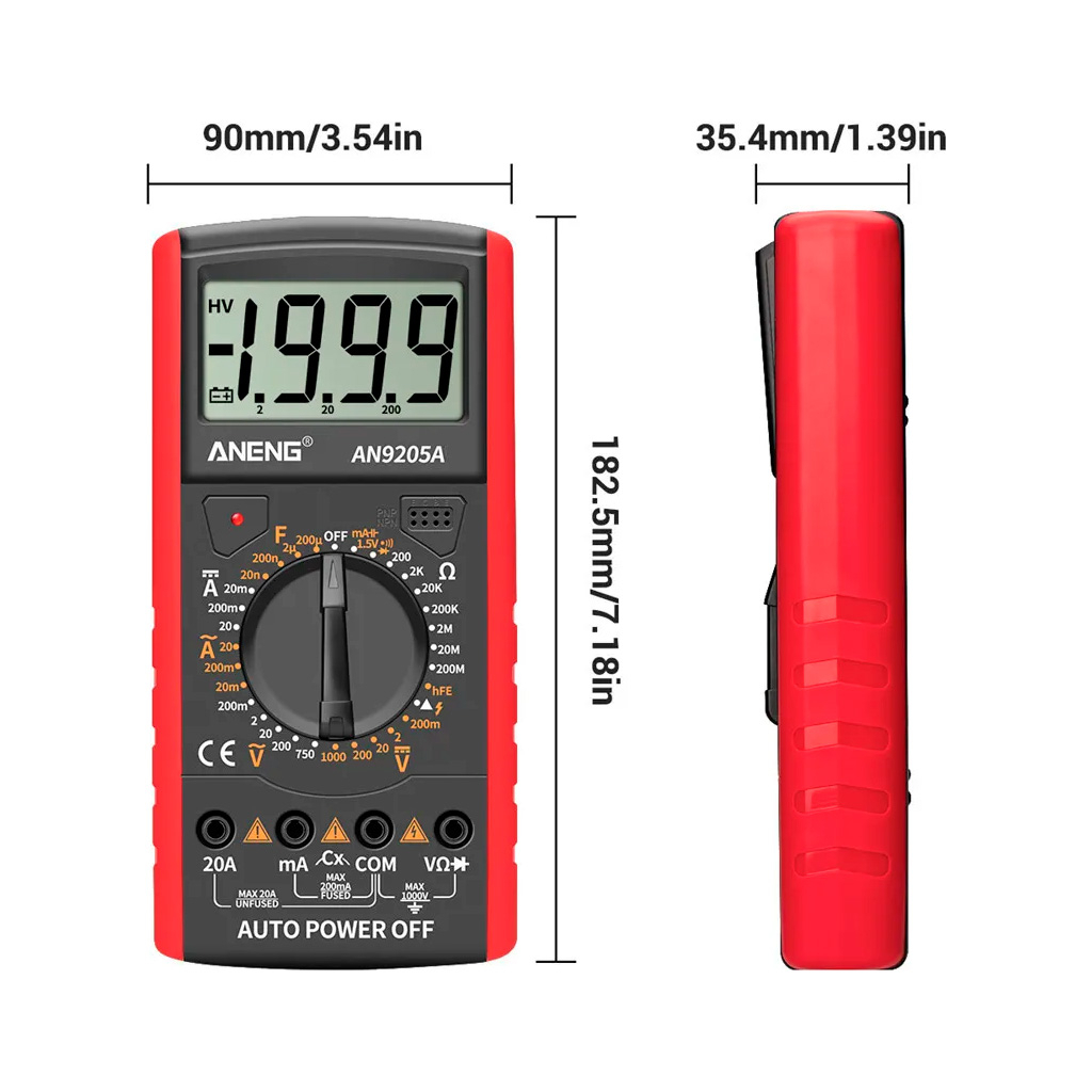 Цифровий мультиметр ANENG AN9205A, V, A, R, F, функція hFE (AN9205A) - зображення 5