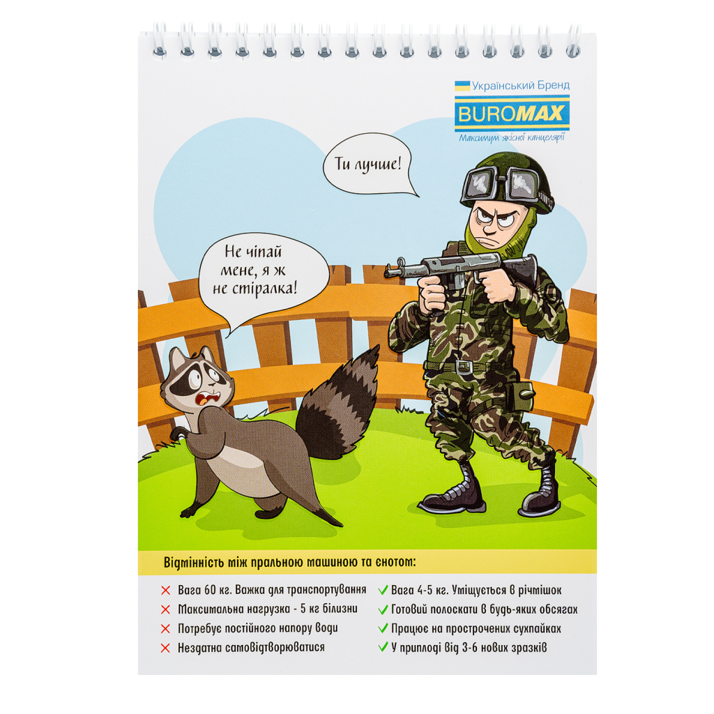 Блокнот Buromax на пружині зверху Patriot COMBAT ANIMALS A5 48 аркушів у клітину (BM.24545110) - зображення 9