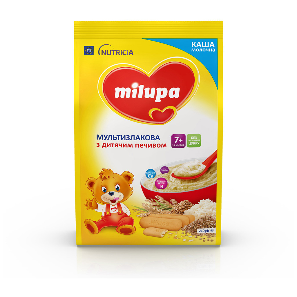 Дитяча каша Milupa молочна Мультизлакова з дитячим печивом 210 г (5900852931161) - изображение 9