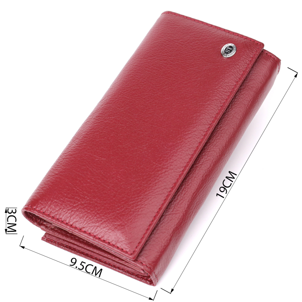 Гаманець ST Leather З натуральної шкіри Бордовий (23113) - изображение 3