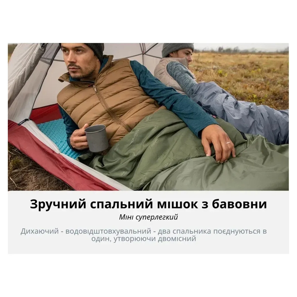 Спальний мішок Naturehike LW180 Mini NH21MSD04, правий, XL, темно-зелений (6975641884378) - зображення 7