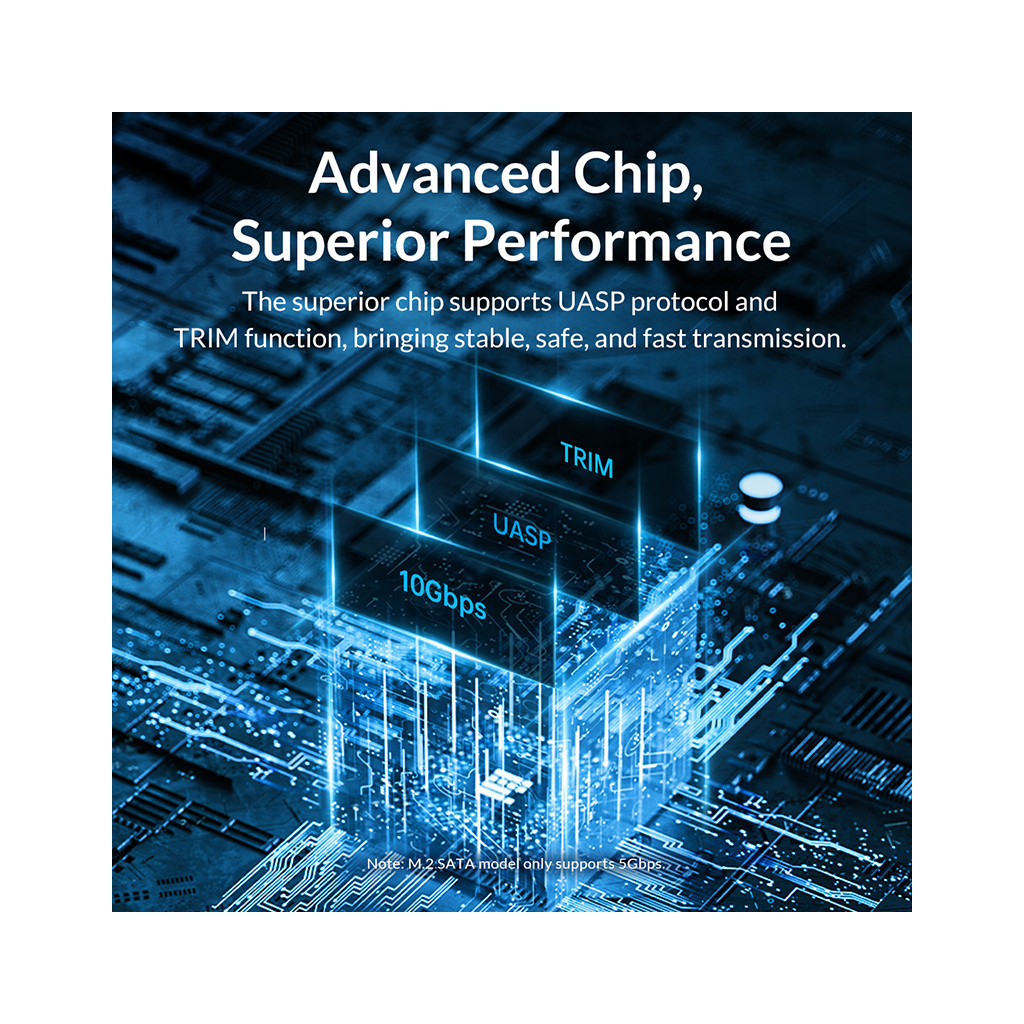 Кишеня зовнішня Orico USB3.2 Gen2 USB-C M.2 NVMe/NGFF(SATA) Dual Protocol SSD (HC380503) - зображення 5