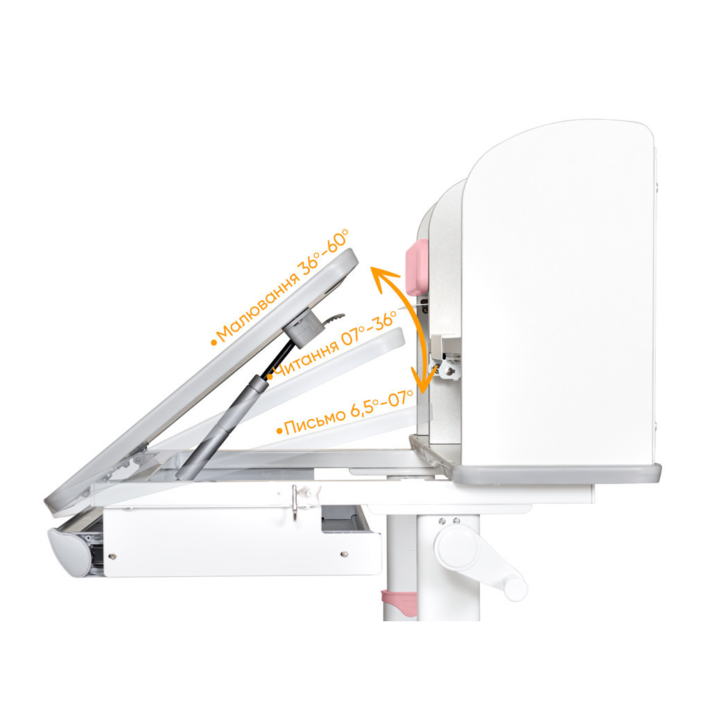 Парта Mealux Edmonton Multicolor Pink з полицею (BD-610 W/МС + PN с полкой) - зображення 4