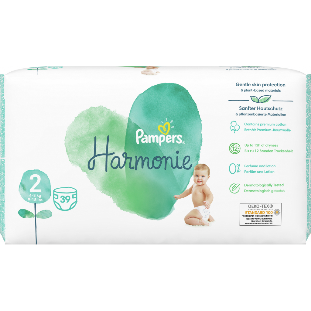 Підгузки Pampers Harmonie Mini Розмір 2 (4-8 кг) 39 шт (8006540156551) - зображення 2