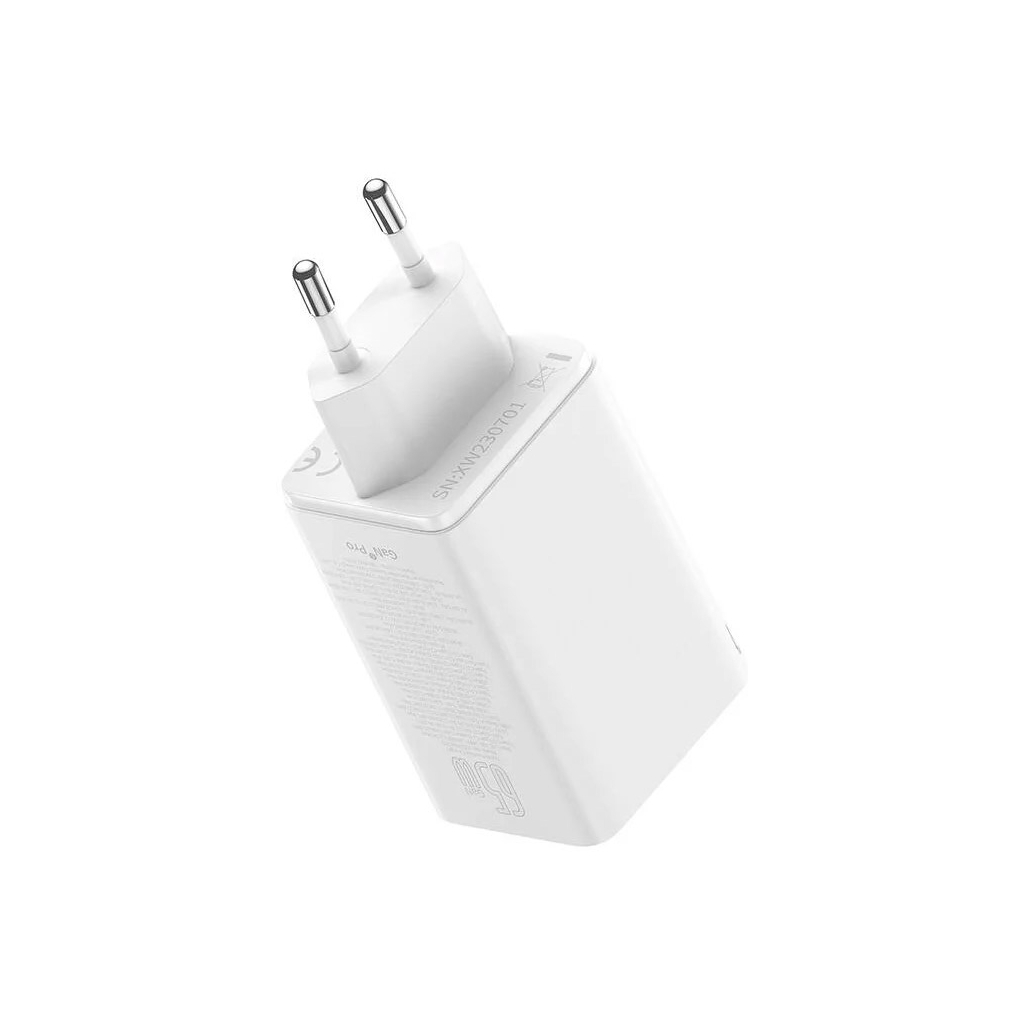 Зарядний пристрій Baseus GaN6 Pro Fast Charger 2C+2U 65W + Cable 1.0m Type-C 100W white (P10162701213-00) - зображення 4