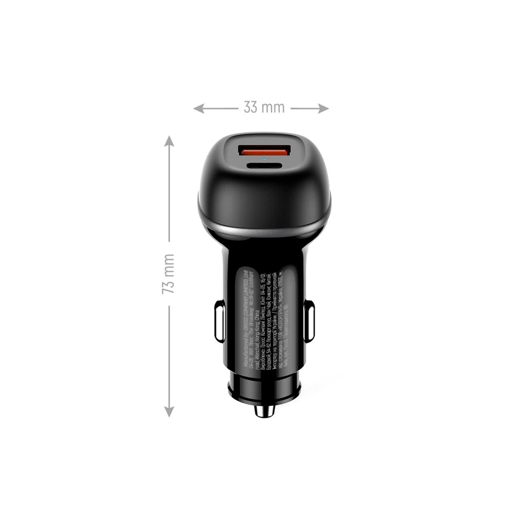 Зарядний пристрій ColorWay USB-C PD65W + USB QC3.0 car adapter (CW-CHA068PD-BK) - зображення 3
