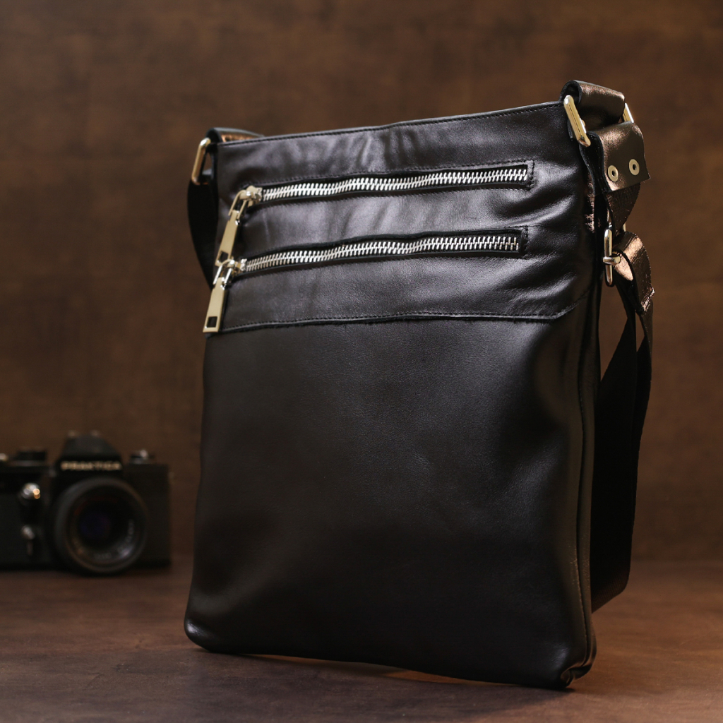 Сумка Shvigel Шкіряна через плече Чорна (11602) - зображення 7