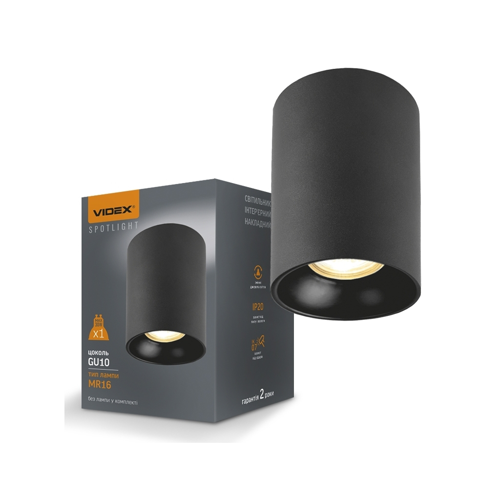 Світильник точковий Videx під лампу GU10 накладний Чорний (VL-SPF14A-B) - изображение 3