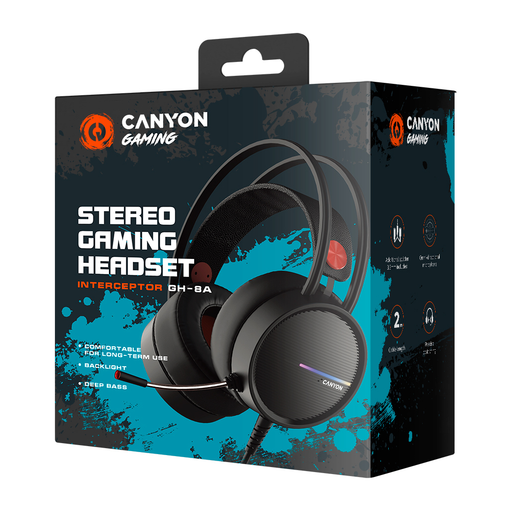 Навушники Canyon Interceptor GH-8A Black-Orange (CND-SGHS8A) - зображення 10