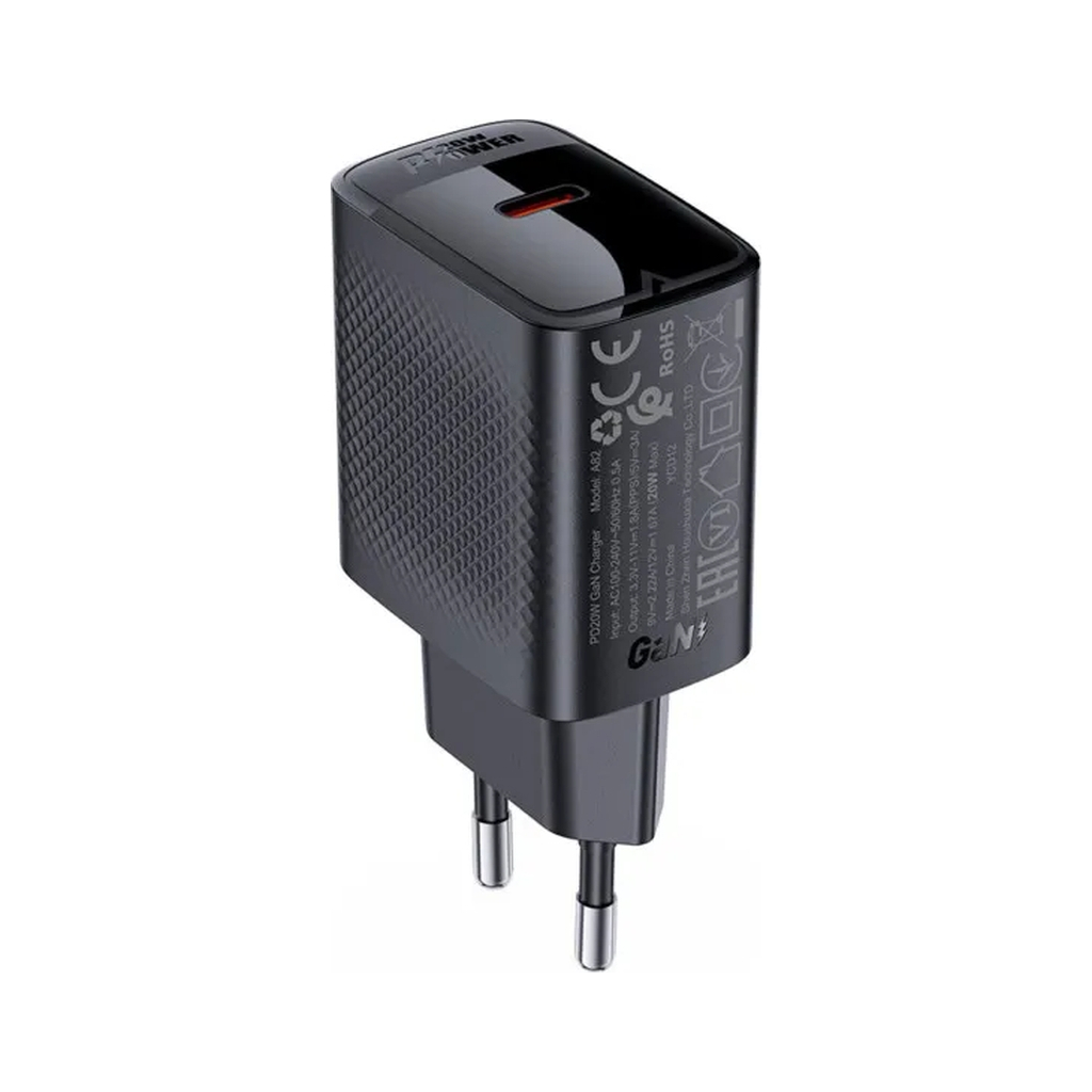 Зарядний пристрій Acefast USB-C 20W + Type-C cable A82 Fast Charger Black (6974316280057) - зображення 4