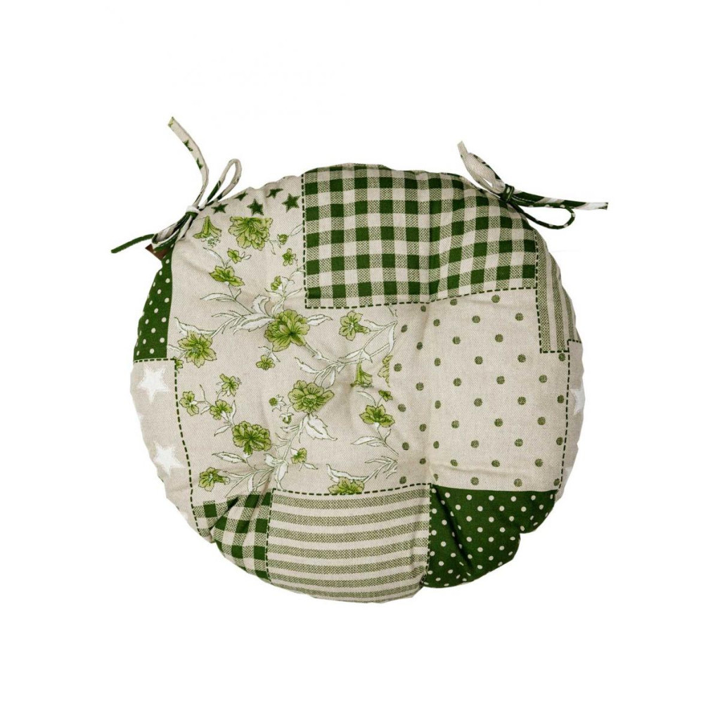 Подушка на стілець Прованс Печворк зелений Господиня D-40 см (4823093451247) - зображення 1