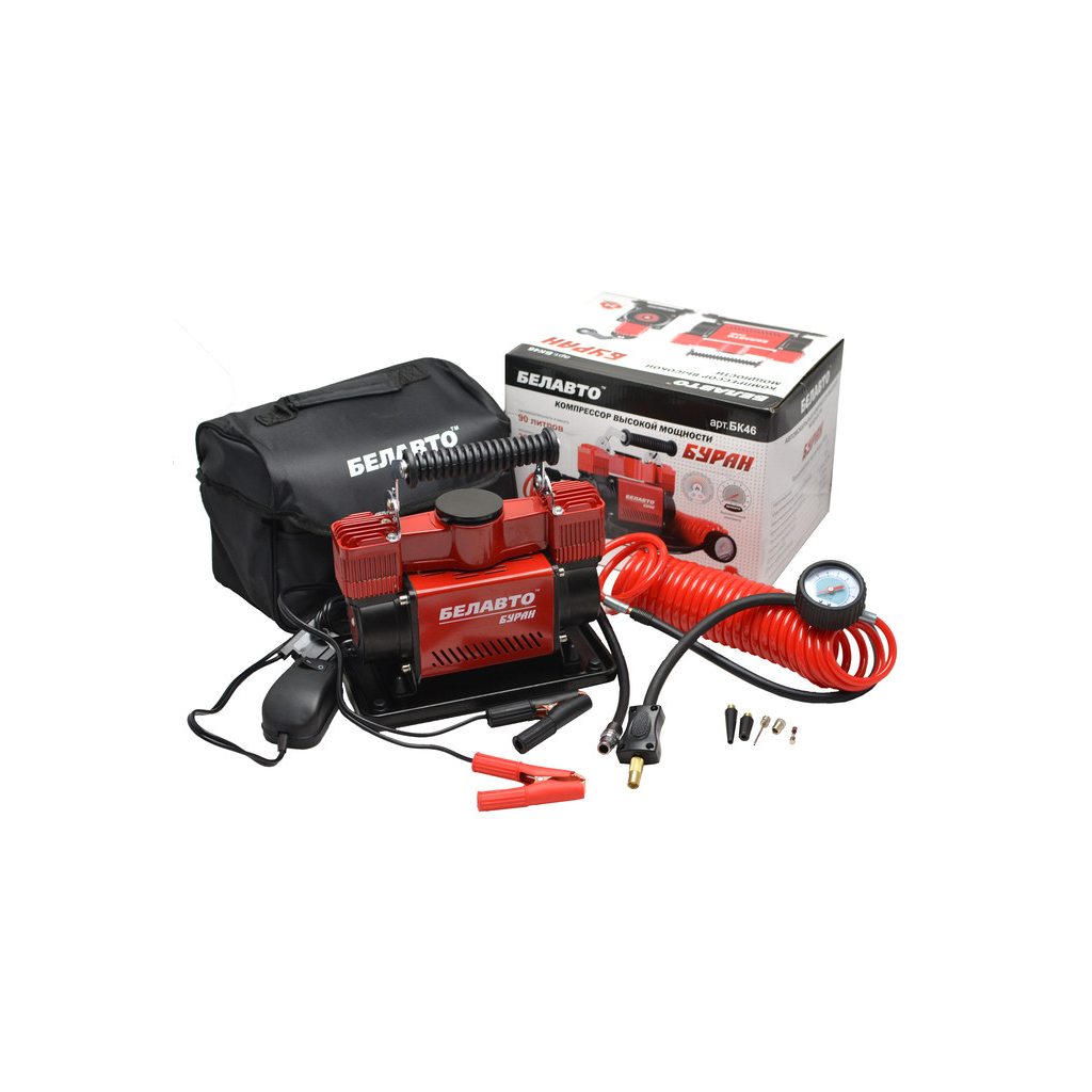 Автомобільний компресор БЕЛАВТО Буран 2-х цил. на АКБ 90 л/хв. (БК46) - зображення 1