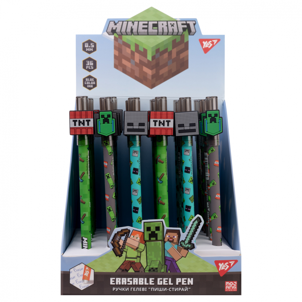 Ручка гелева Yes пиши-стирай Minecraft 0,5 мм, синя (420378) - зображення 4