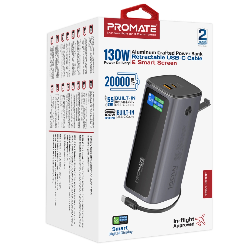 Батарея універсальна Promate 20000mAh PD/130W (titan-130rc) - изображение 2
