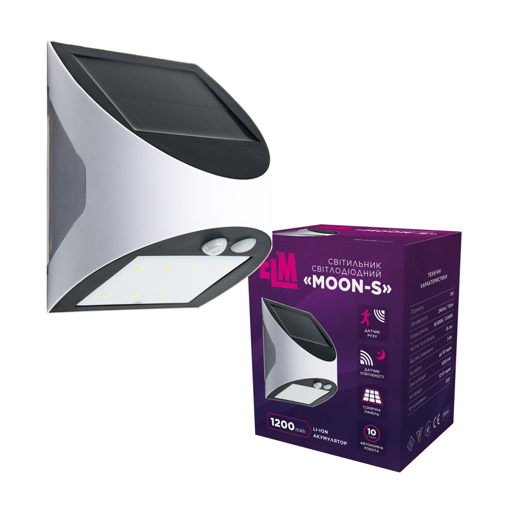 Прожектор ELM MOON S-3 10K IP54 (з датчиком руху та освітлення) (26-0119) - зображення 1