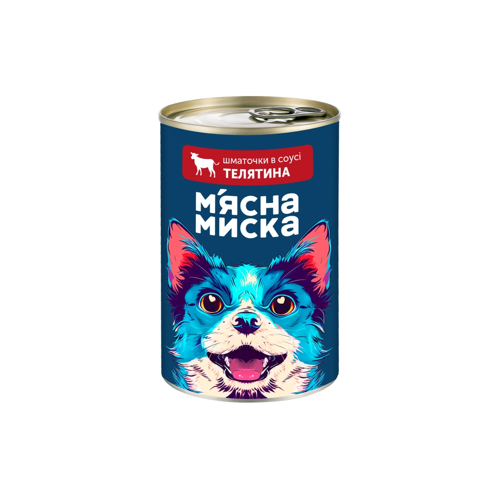 Консерви для собак М'ясна Миска шматочки в соусі з телятиною 415 г (4820255192154) - зображення 1