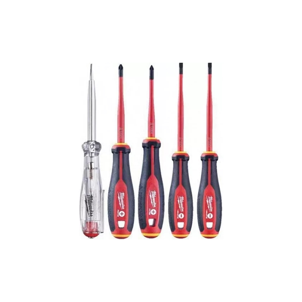 Набір викруток Milwaukee тригранних VDE PZ/SL + тестер напруги, 5 шт (4932478737) - зображення 1