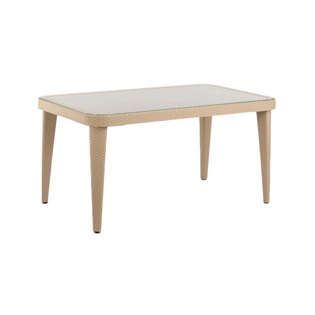 Стіл садовий Tilia Osaka 90x150 см з зовнішнім склом кавовий, ніжки пластикові (10059) - зображення 1