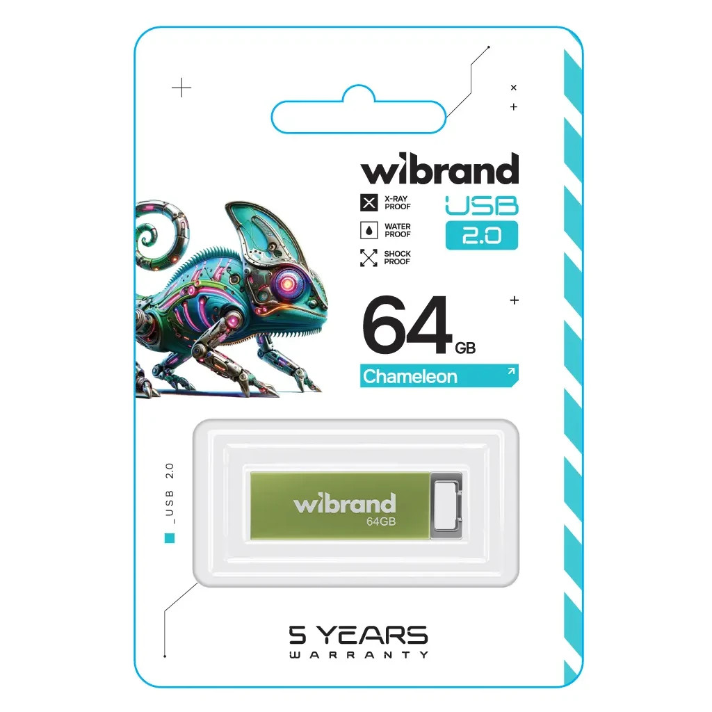 USB флеш накопичувач Wibrand 64GB Chameleon Green USB 2.0 (WI2.0/CH64U6LG) - зображення 2