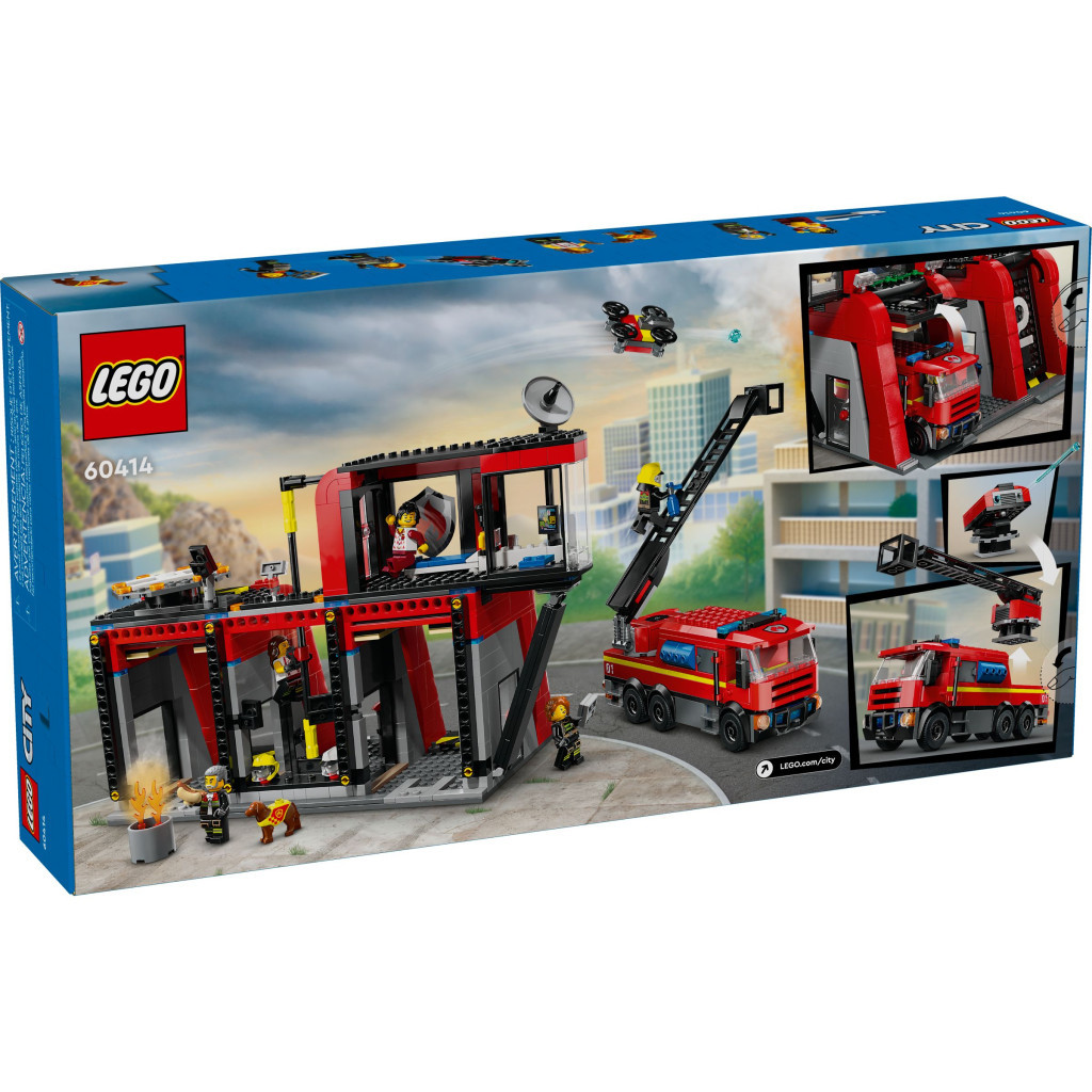 Конструктор LEGO City Пожежне депо з пожежною машиною 843 деталей (60414) - зображення 8