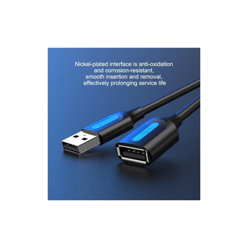 Дата кабель USB 2.0 AM/AF 2.0m black Vention (CBHBH) - зображення 5