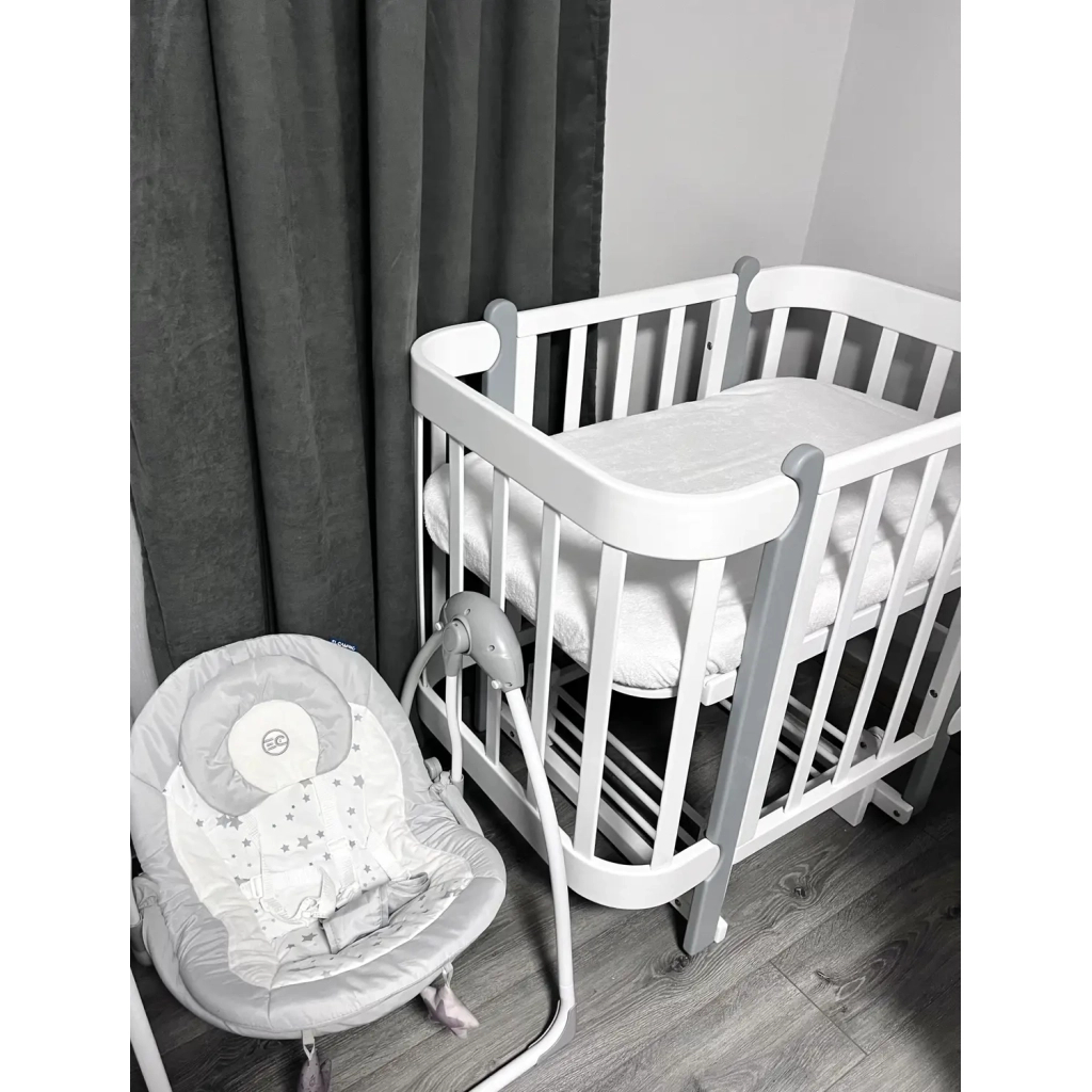 Ліжечко Ingvart трансформер Nika 70 Slim з опускною боковинкою (70х94, 70х120) біло-сіре (872900117040) - зображення 6