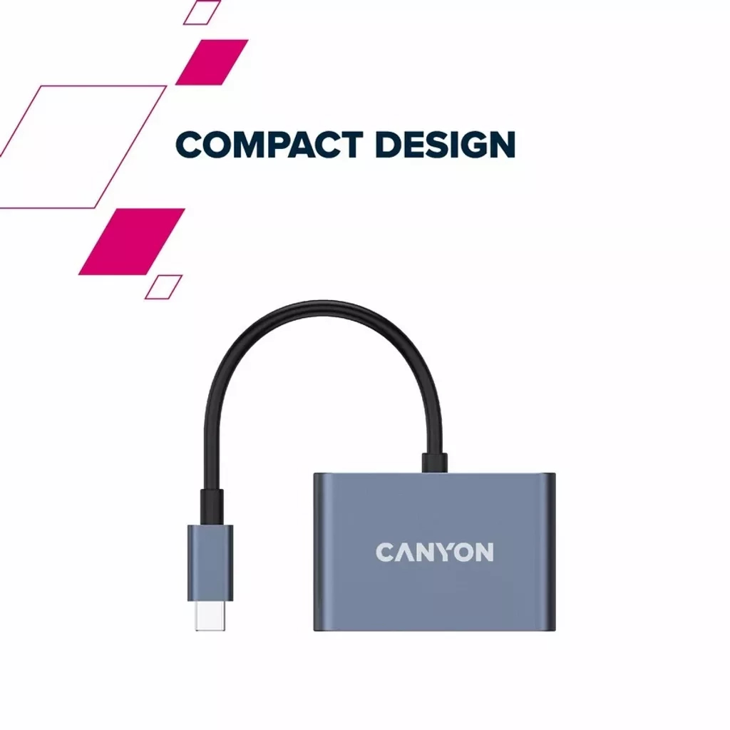 Концентратор Canyon hub DS-4 3in1 USB-C Grey (CNS-TDS4) - изображение 8