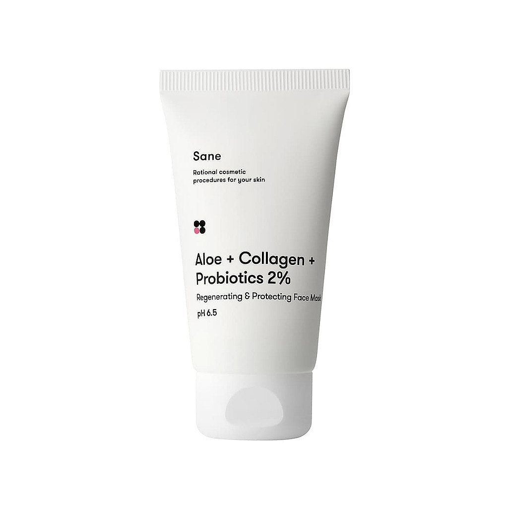 Маска для обличчя Sane Aloe + Collagen + Probiotics 2% Regenerating & Protecting Face Mask 75 мл (4820266830199) - зображення 1