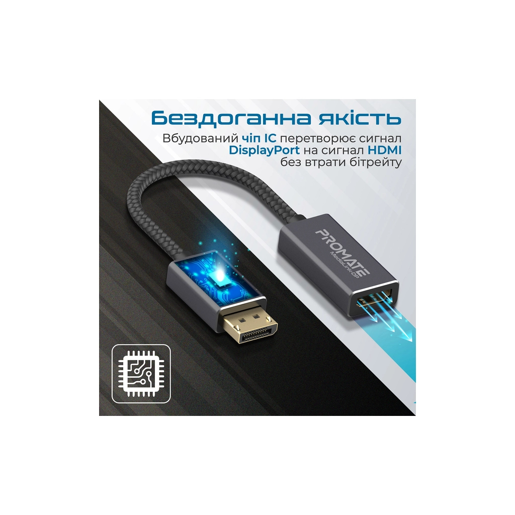 Перехідник DisplayPort to HDMI Promate (medialink-dp.black) - зображення 5