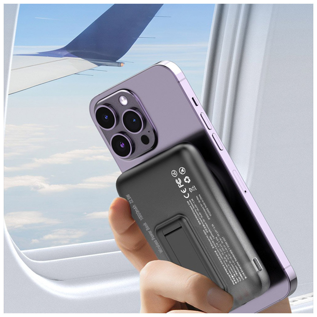 Батарея універсальна ColorWay 10 000 mAh 15W MagSafe (USB QC3.0 + USB-C PD 22.5W) (CW-PB100LPA3BK-WPDD) - зображення 10