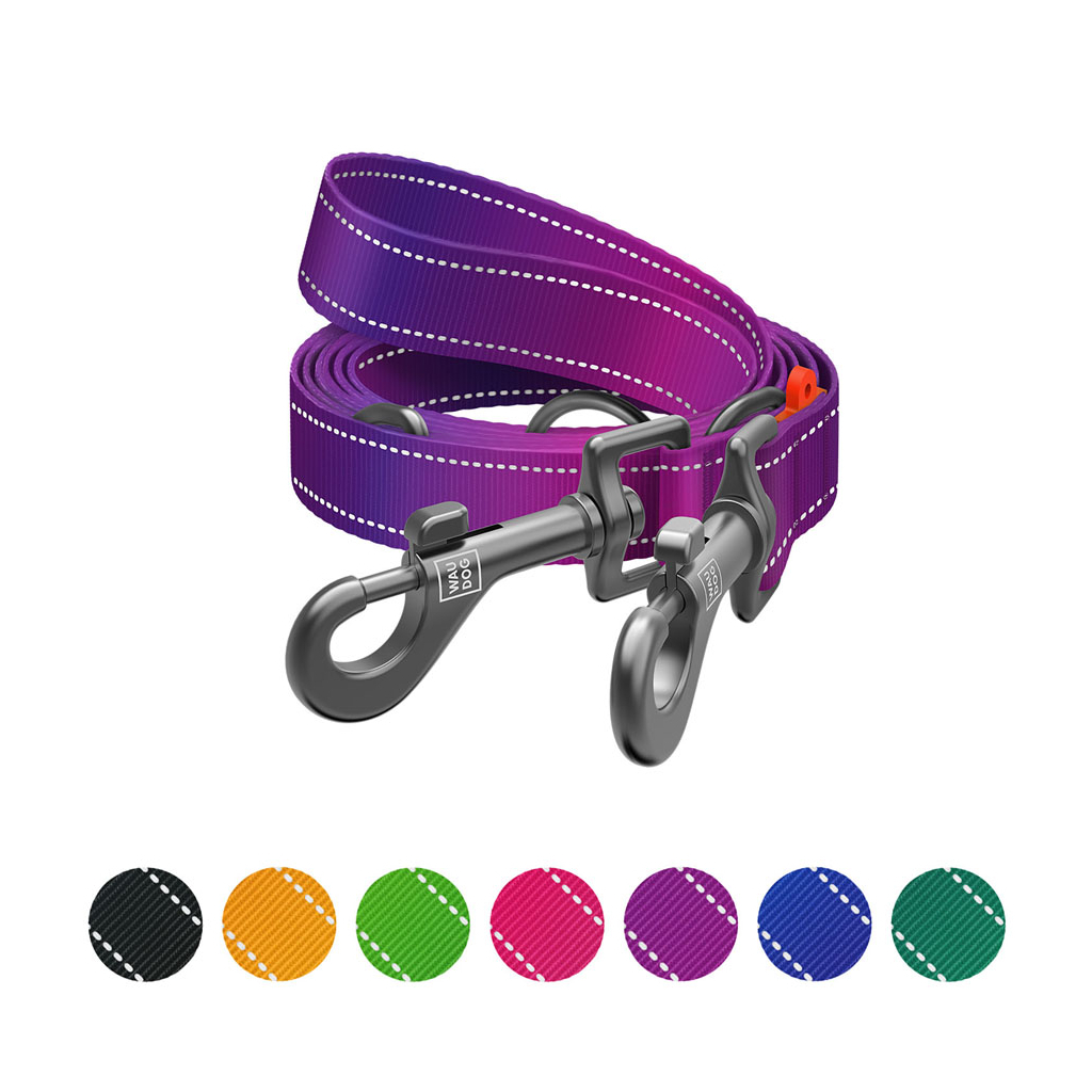 Повідець для собак WAUDOG Nylon Mono світловідбивний М фіолетовий (46489) - зображення 5