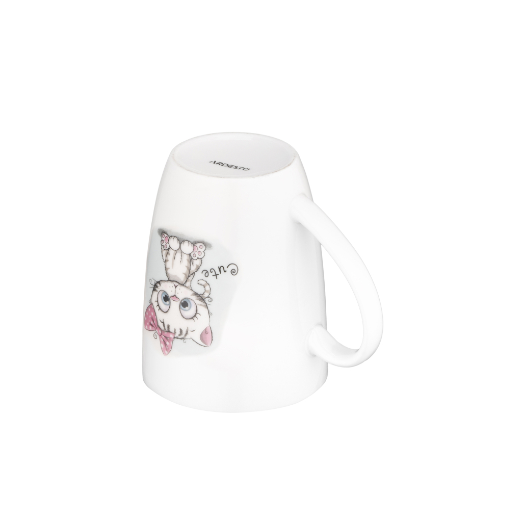 Чашка Ardesto Cute, 320мл, порцеляна, нержавіюча сталь, білий (AR3040BS) - зображення 7