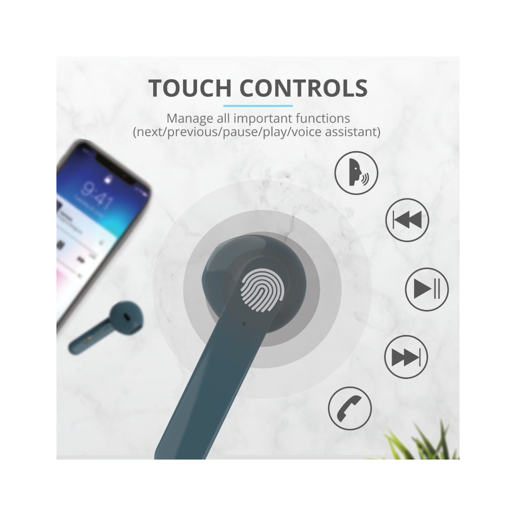 Навушники Trust Primo Touch True Wireless Mic Blue (23780) - зображення 10