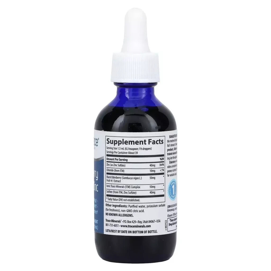 Вітамінно-мінеральний комплекс Trace Minerals Бузина с ионным цинком, Elderberry+Ionic Zinc, 59 мл (TMR-00569) - зображення 2
