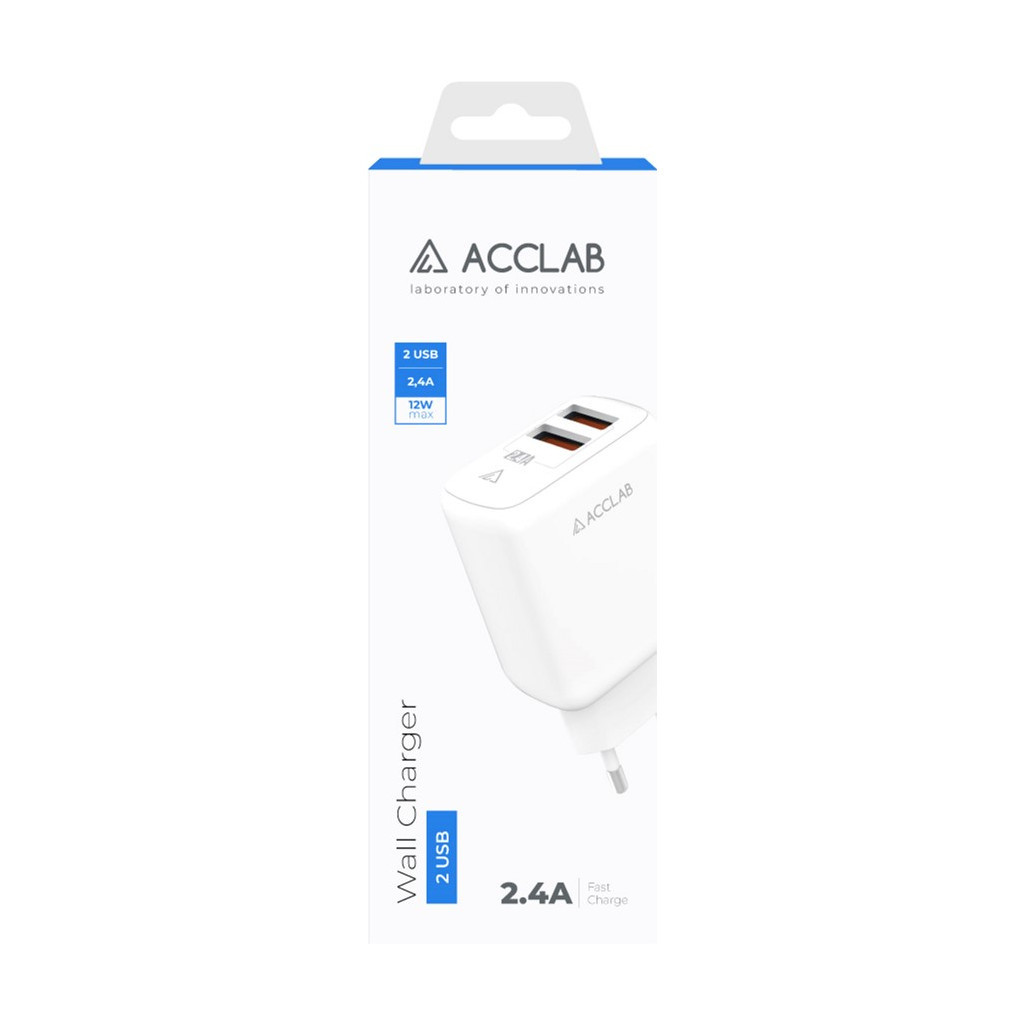 Зарядний пристрій ACCLAB AL-TC224 2хUSB 5В/2,4A/12W (1283126538834) - зображення 2