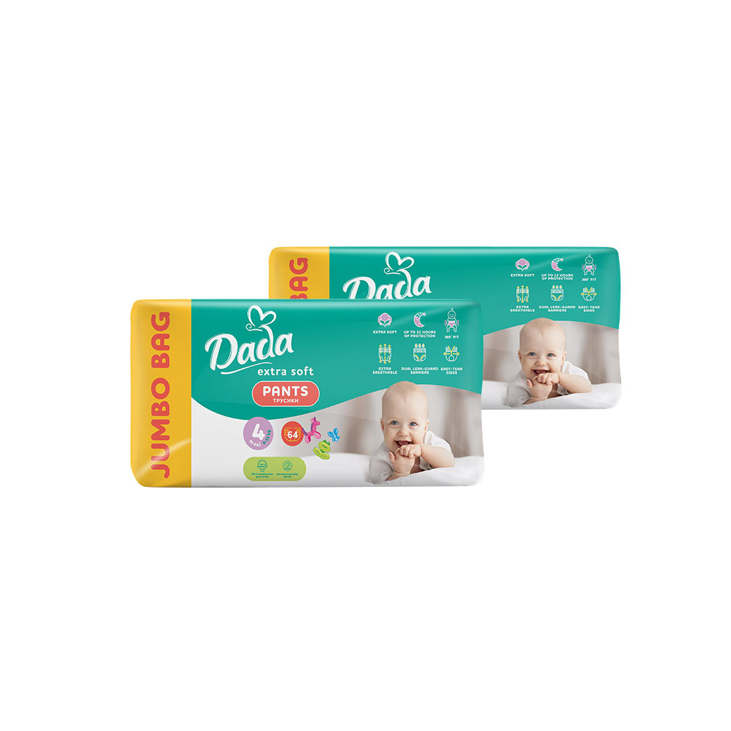 Підгузки Dada Extra Soft 4 Maxi (9-15 кг) 128 шт (2 упаковки по 64 шт) (4820174989538) - зображення 1